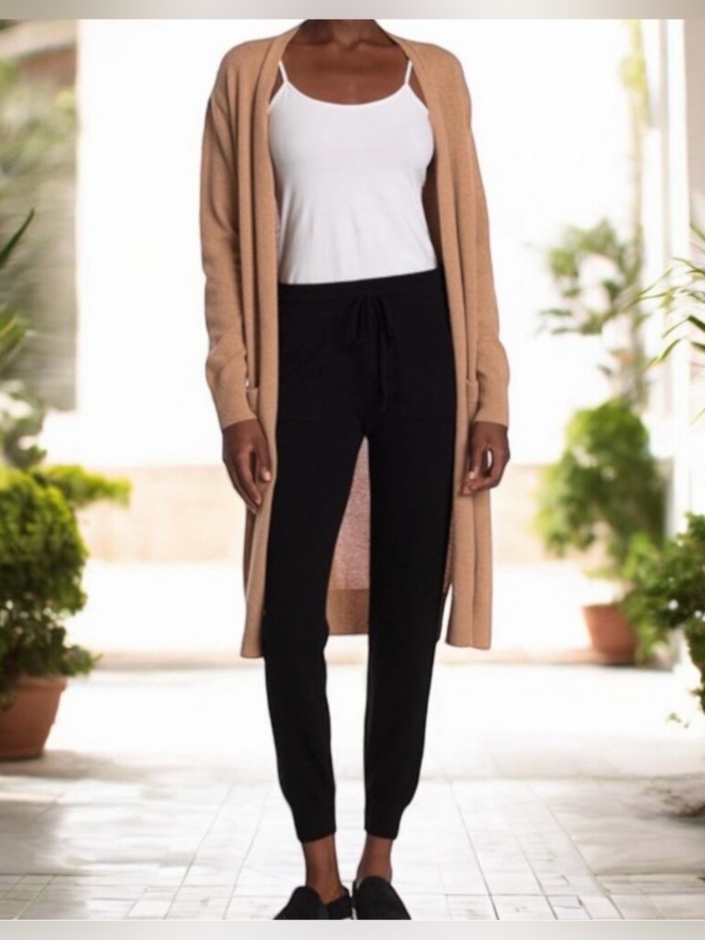 NWT Amicale Cashmere Black Drawstring Jogger Pants, Size XS
